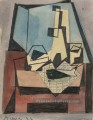 Verre bouteille poisson sur un journal 1922 cubiste Pablo Picasso